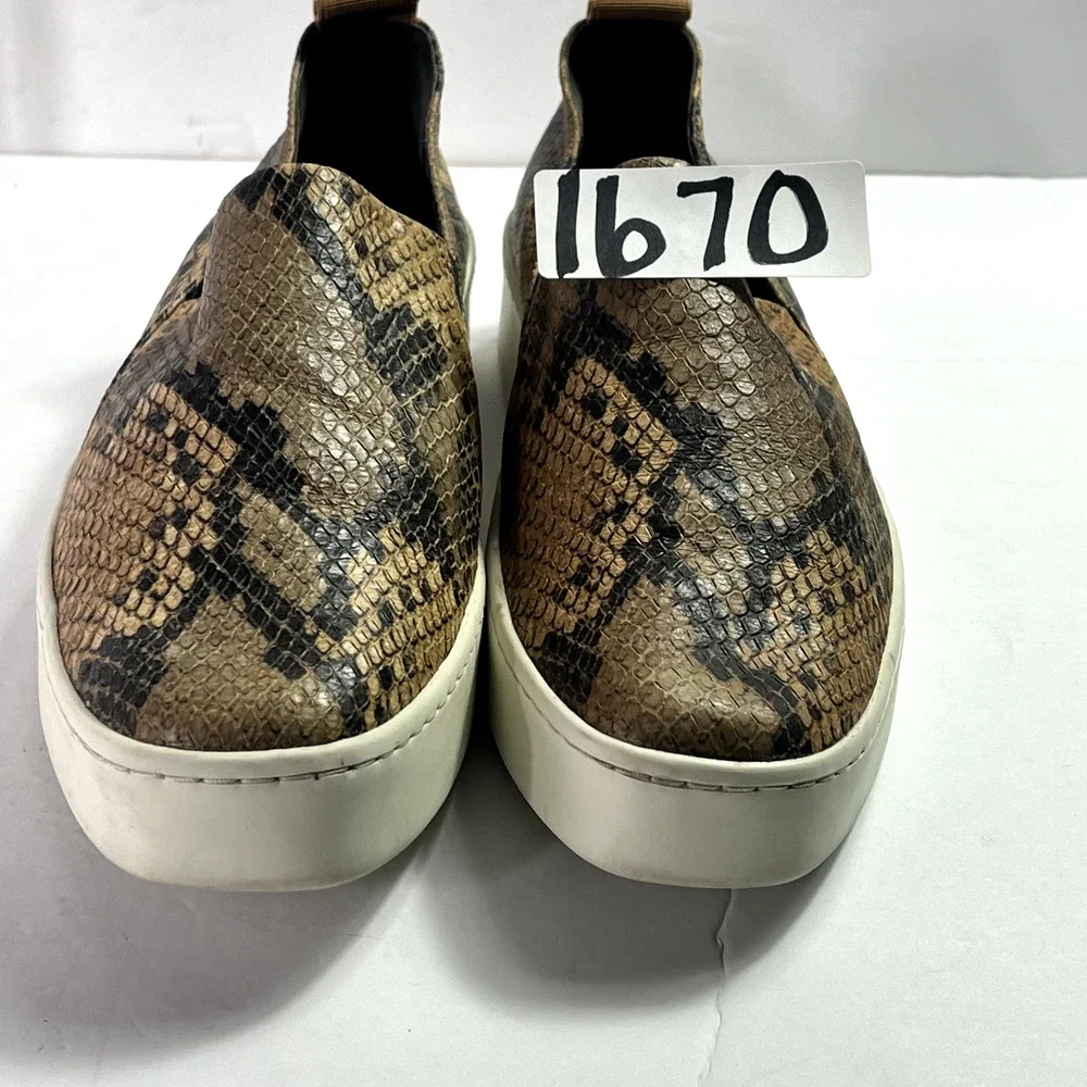Vince Sneakers Womens 7.5M EUR 37.5 Saxon 2 Snakeskin Leather Platform Slip On